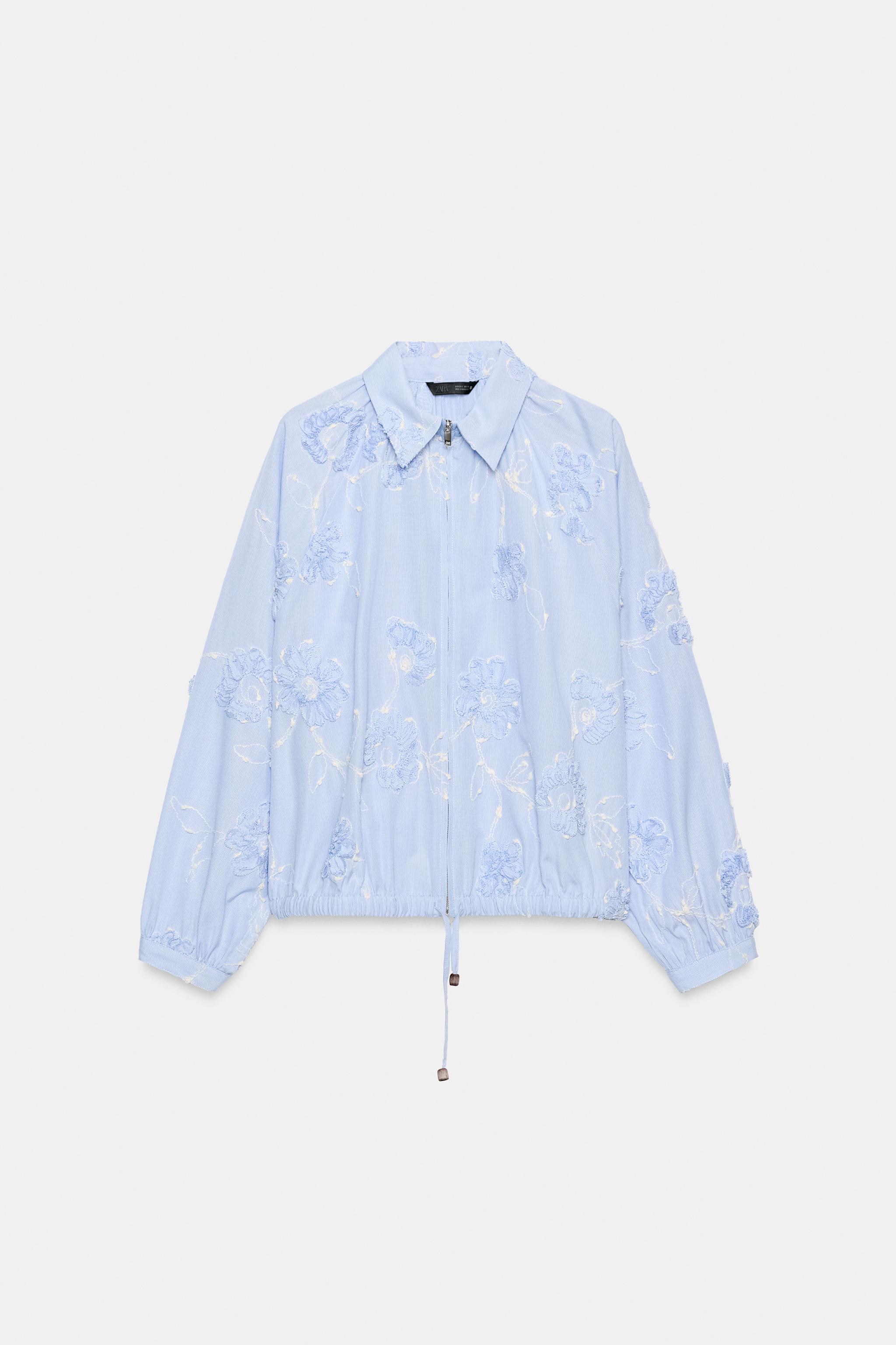 Женские рубашки Zara FLORAL TEXTURED EMBROIDERED SHIRT — фото 3