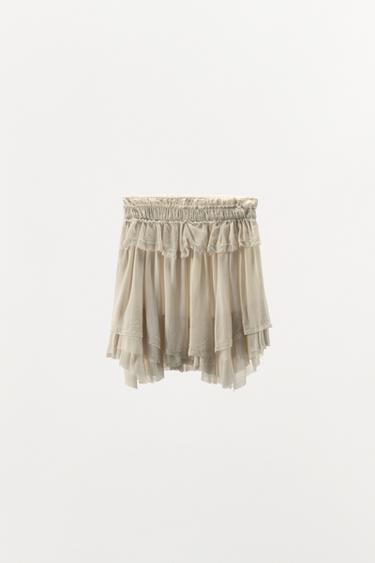 JUPE GEORGETTE À VOLANTS LIMITED EDITION - Blanc cassé de Zara - Image 6