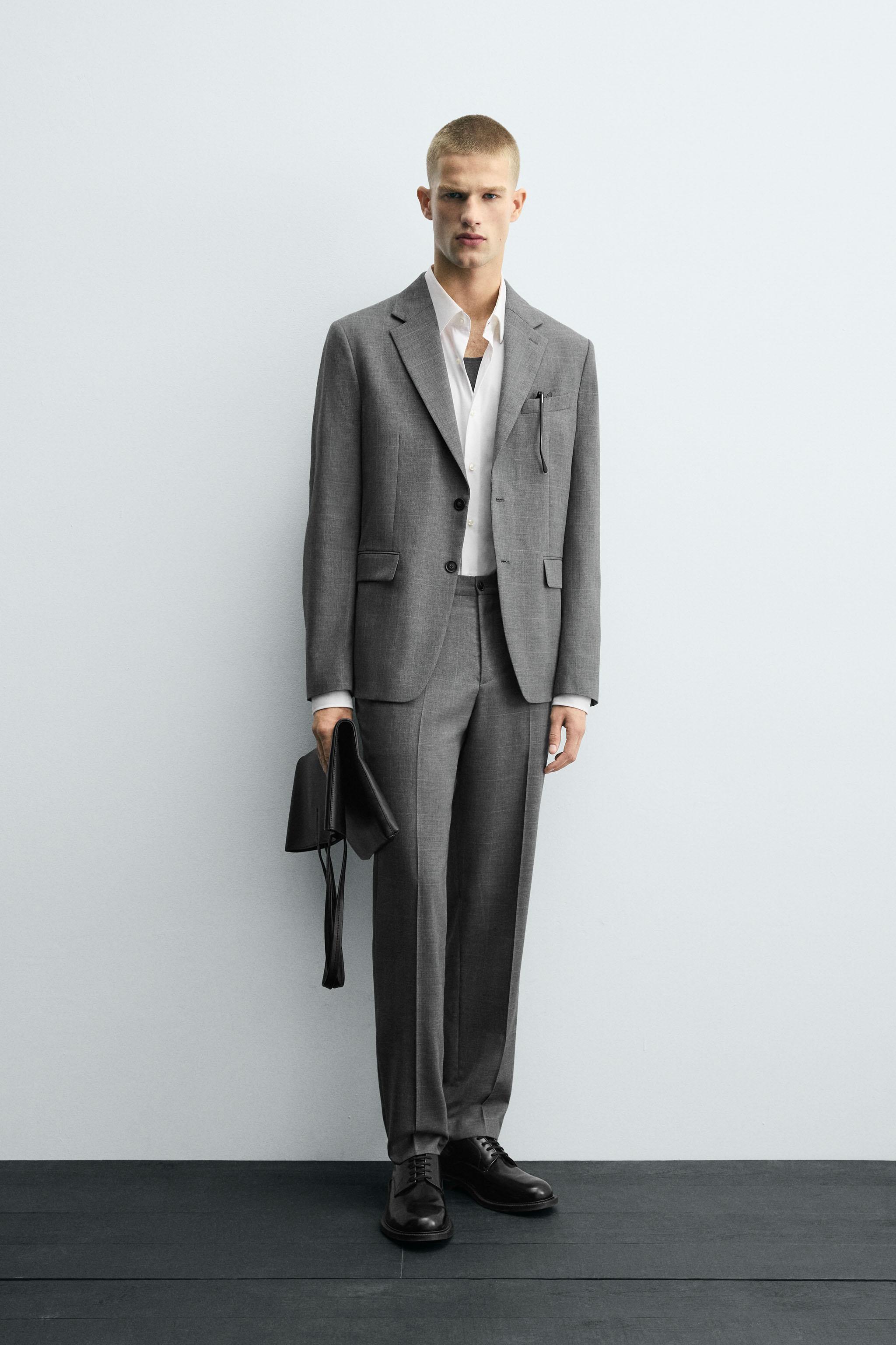 ZARA チェックスーツ　ノーカラー　36 チェック柄ブレザー ZW COLLECTION - ブラウン/グリーン | ZARA