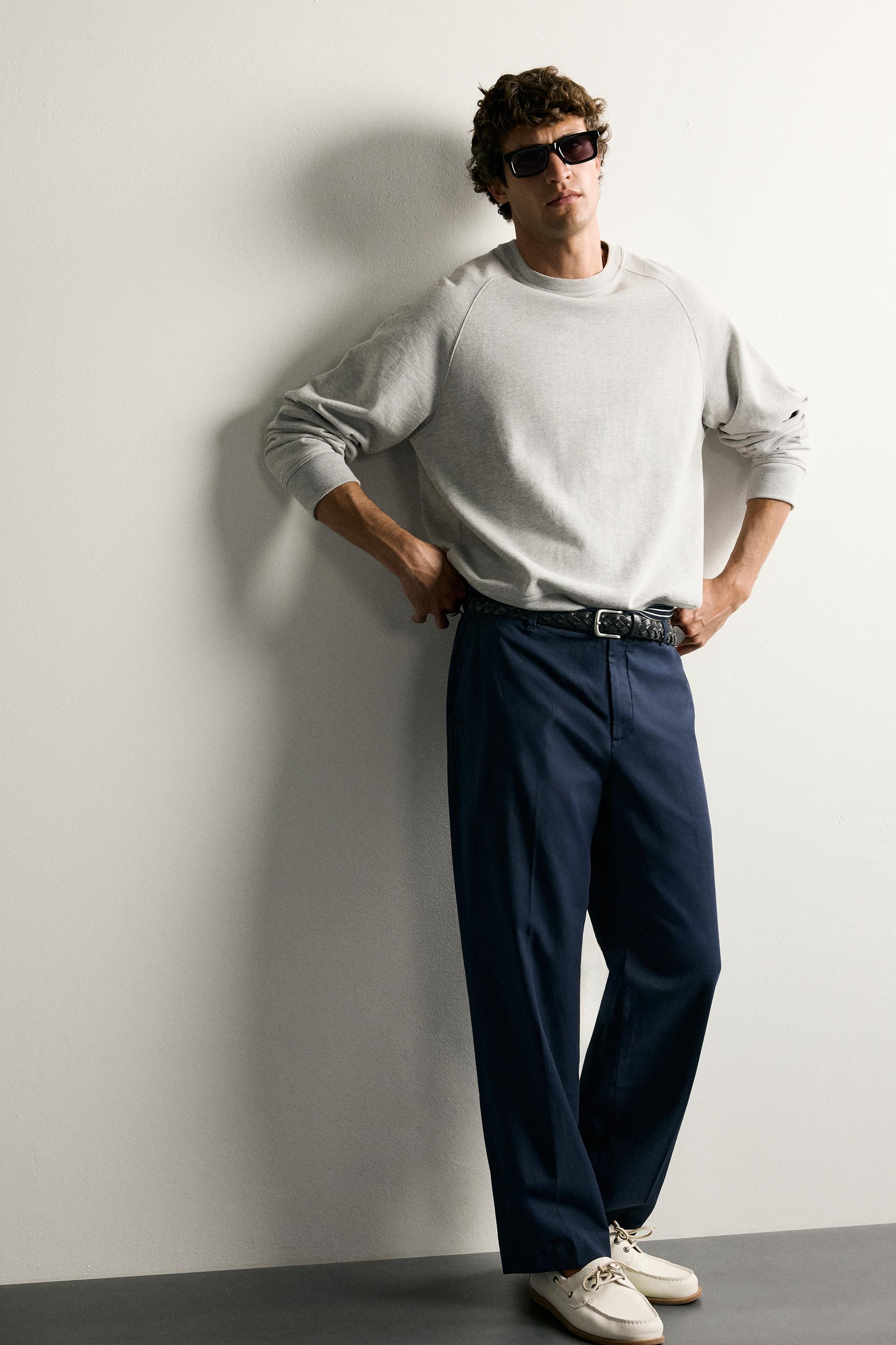RELAXED FIT WASHED SUIT TROUSERS