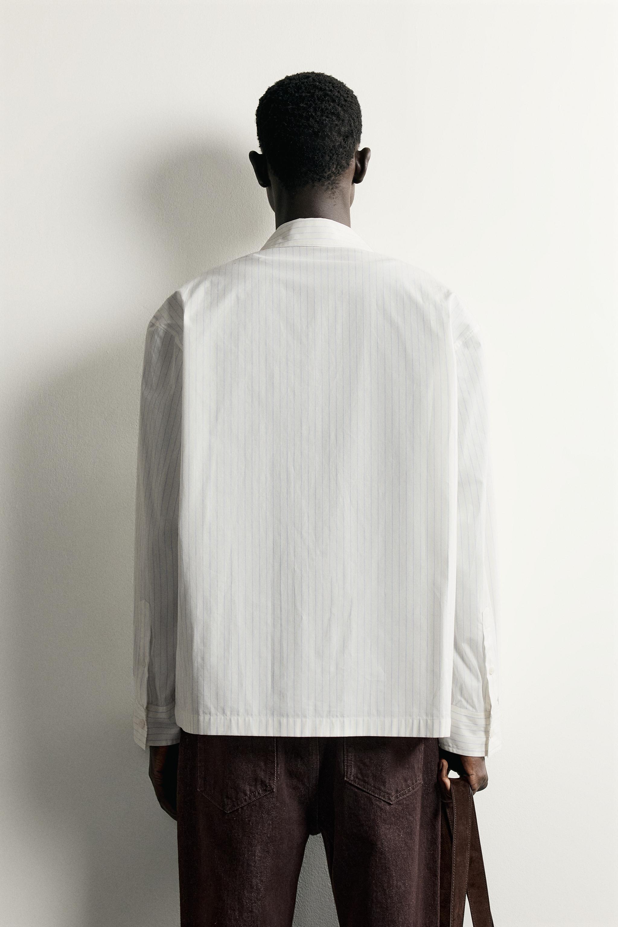 Zara ÇİZGİLİ RELAXED FIT İNCE CEKET görsel 3
