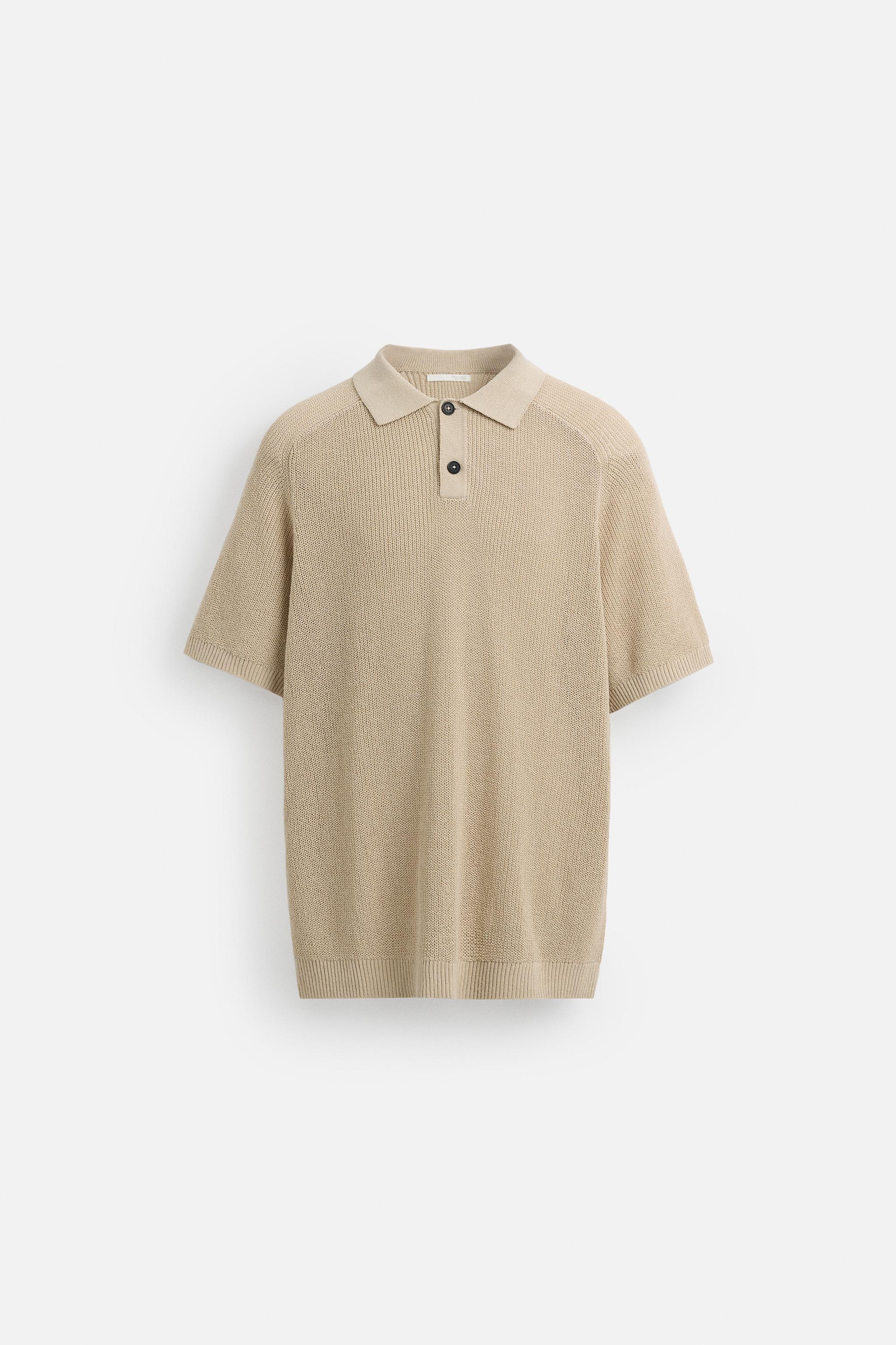 TEXTURED KNIT POLO SHIRT - Beige | ZARA United States