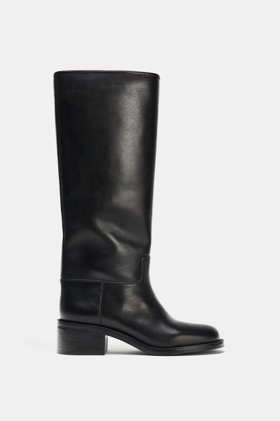BOTTES HAUTES EN CUIR - Noir de Zara - Image 2