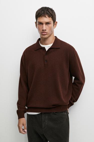 Wool blend polo sweater — Brandy 2