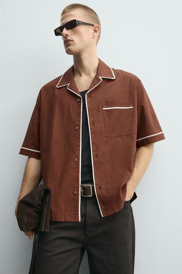 CHEMISE RELAXED FIT LISERÉS CONTRASTÉS - Tuile de Zara - Image 5