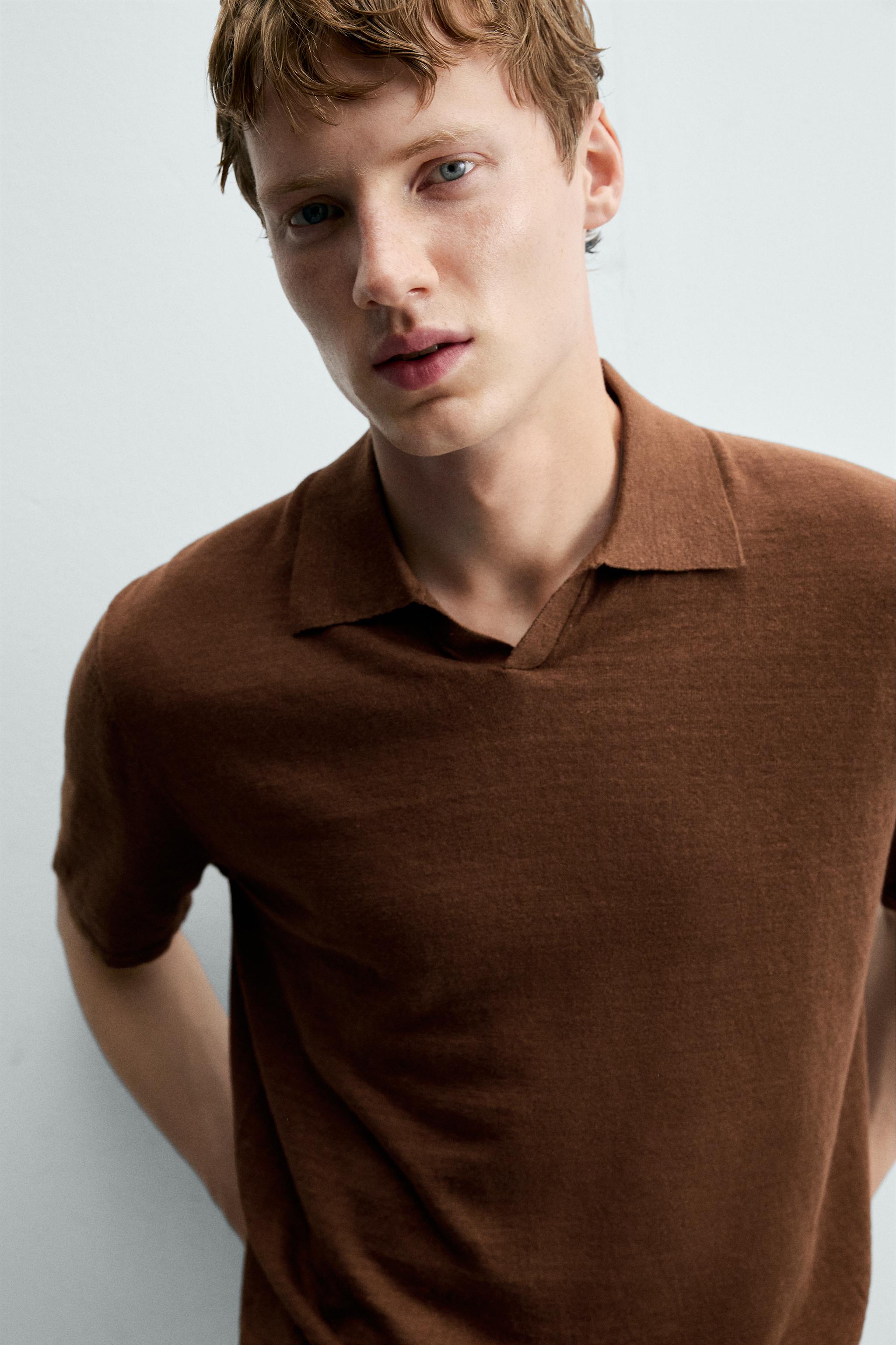 Zara PAMUKLU KENEVİR POLO T-SHIRT görsel 5
