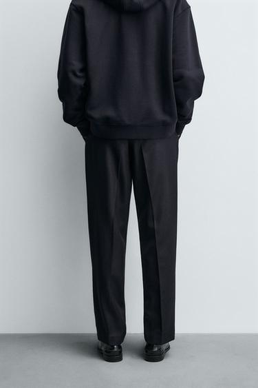 PANTALON STRUCTURÉ 100% LAINE - Bleu marine de Zara - Image 2