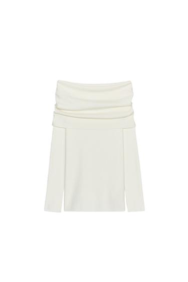 PULL EN MAILLE OFF SHOULDER - Blanc de Zara