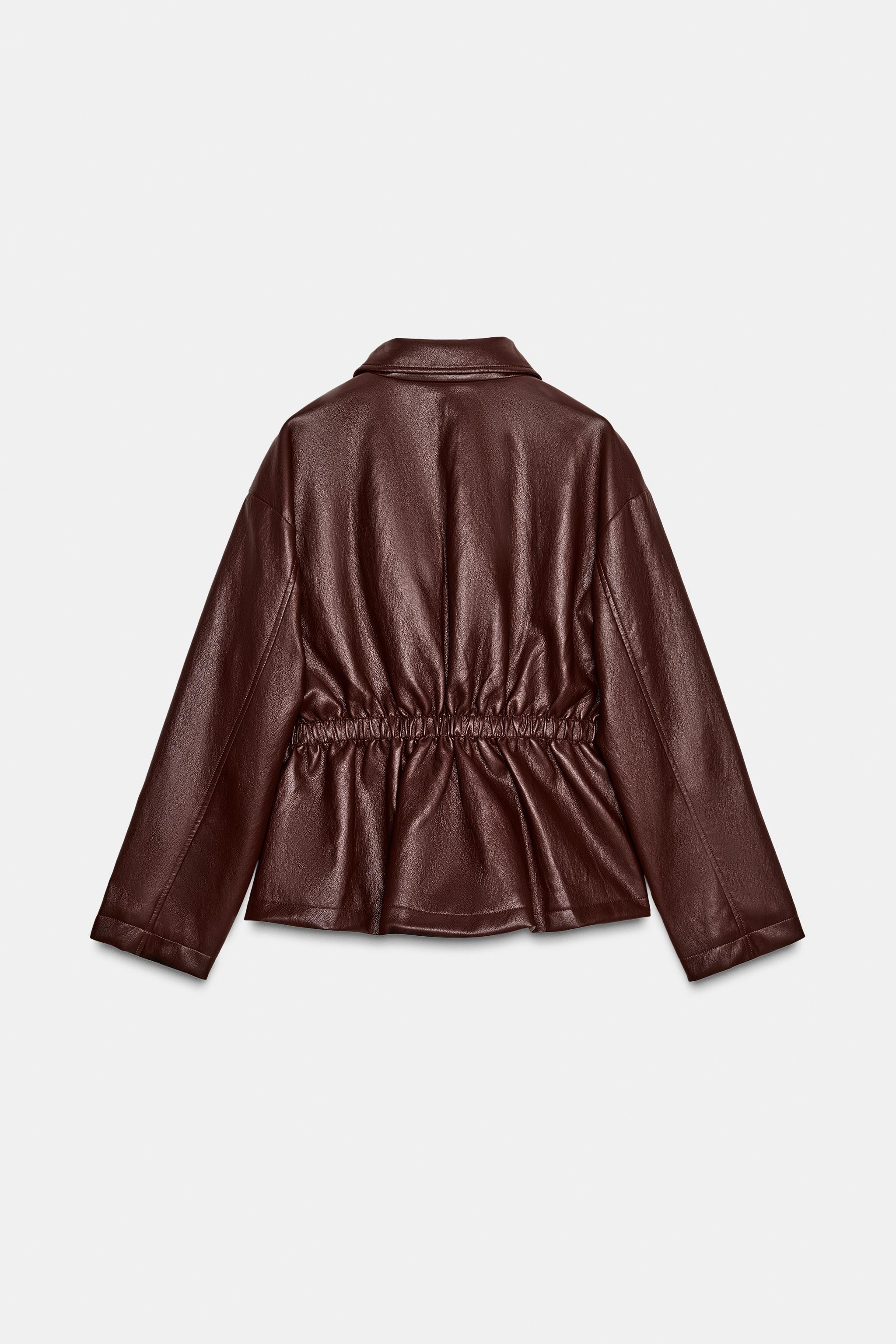 フェイクレザー エラスティックウエストジャケット - エンジ | ZARA