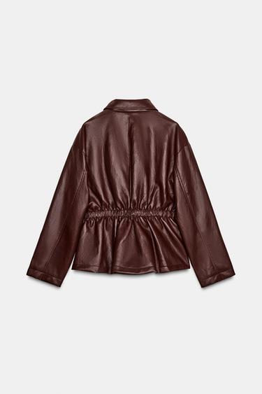 BLOUSON MATIÈRE SYNTHÉTIQUE À TAILLE ÉLASTIQUE - Grenat de Zara - Image 7