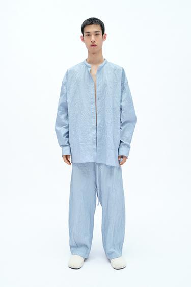 CREASED-EFFECT SHIRT X FANGLU LIN - Light blue by Zara