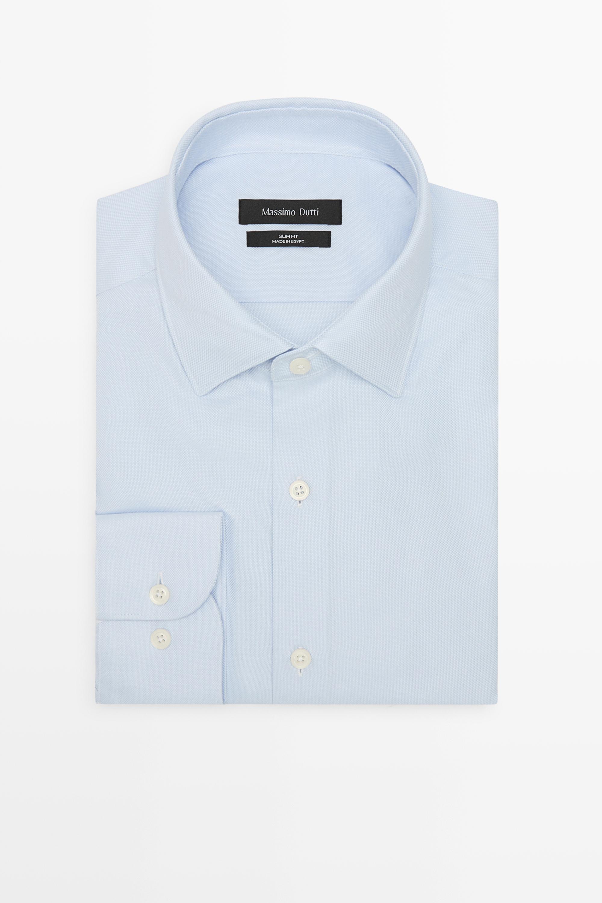 Slim fit 100% cotton Oxford shirt — Sky blue