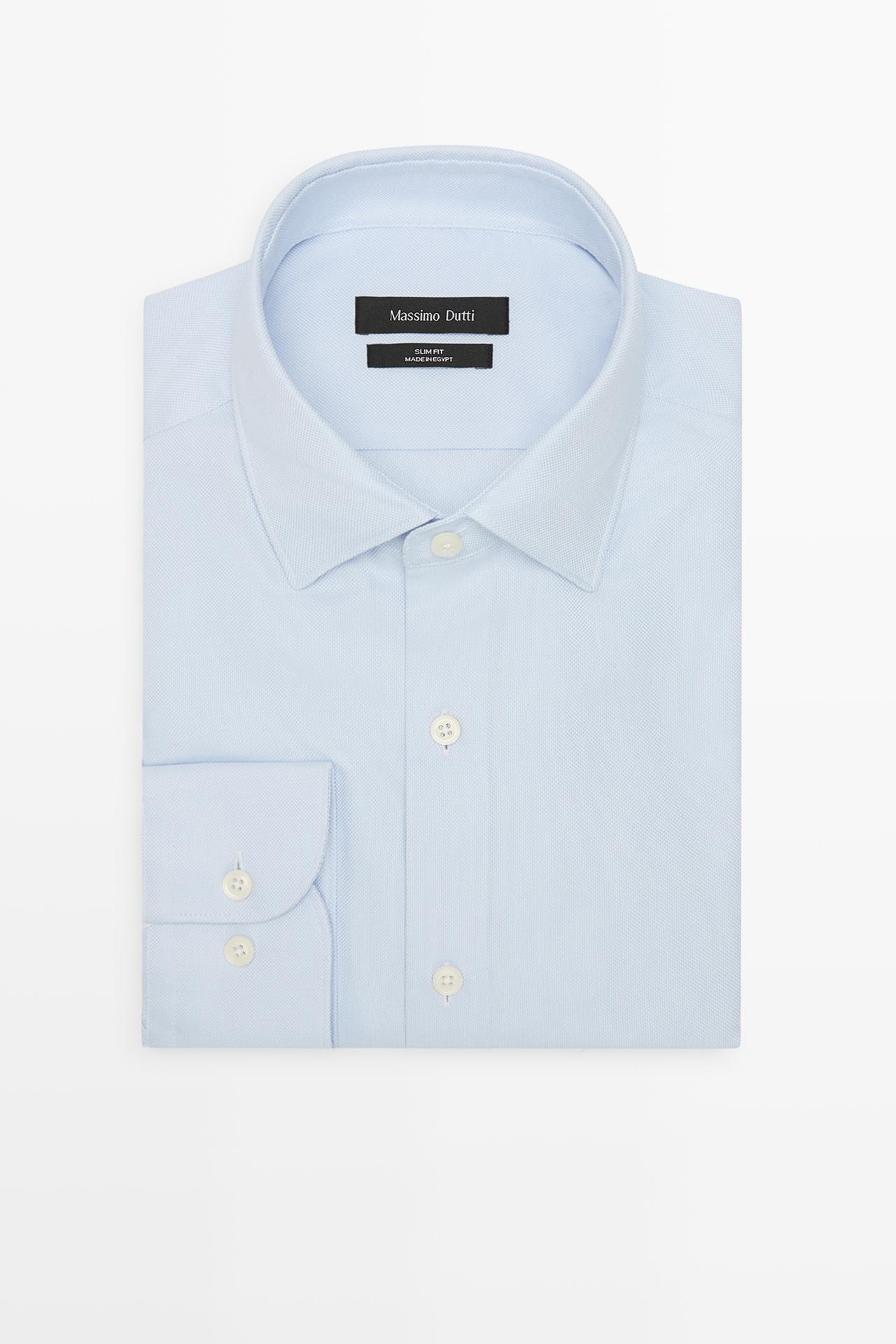 Slim fit 100% cotton Oxford shirt — Sky blue