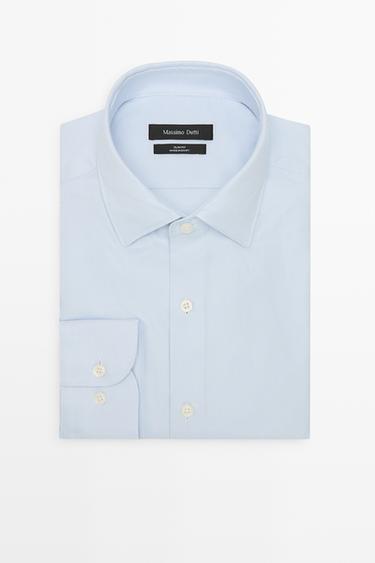 Slim fit 100% cotton Oxford shirt — Sky blue 1