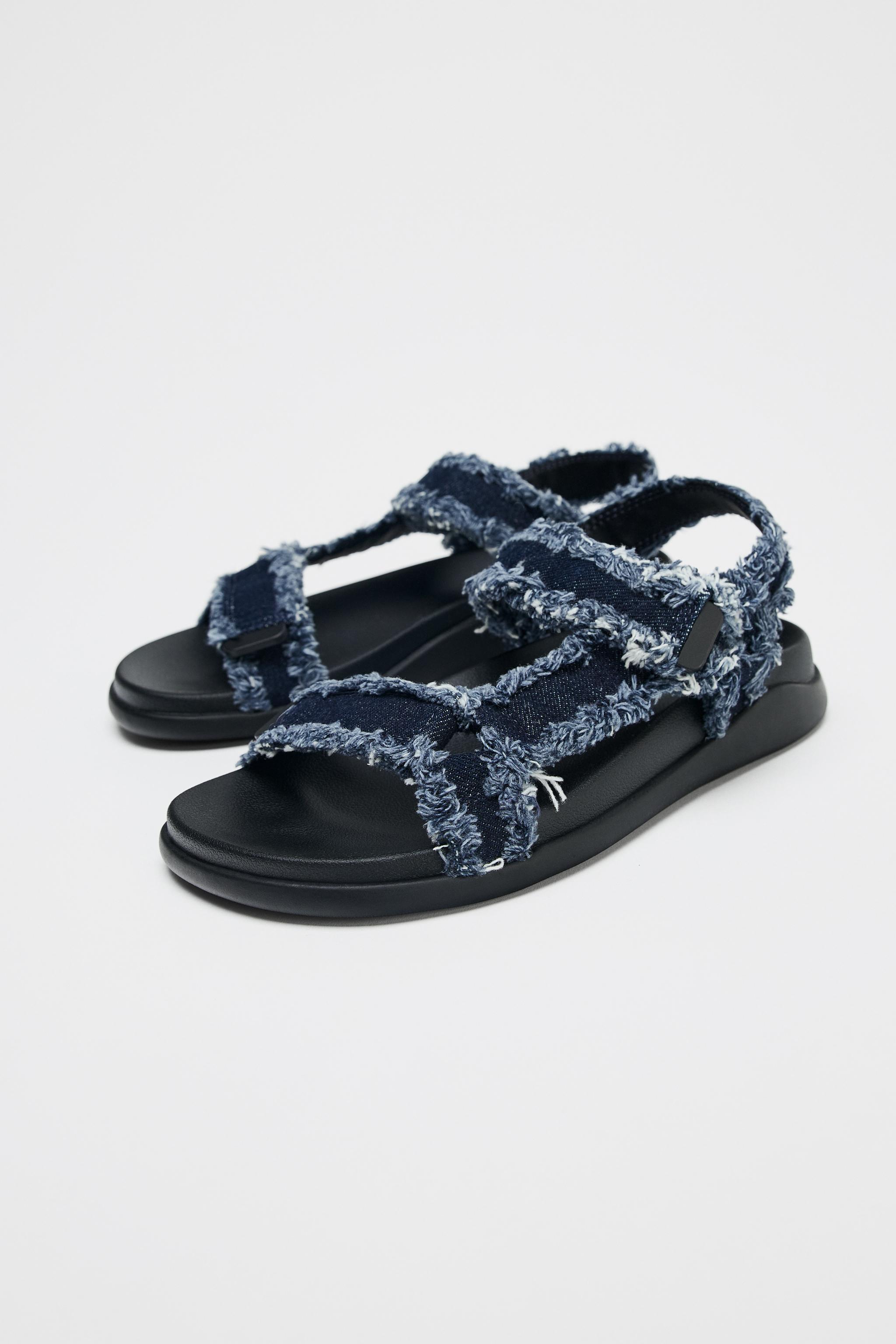 国内発送★ZARA★デニム*プラットフォームサンダル ZARA - ZARA デニムプラットフォームサンダルの通販 by ma