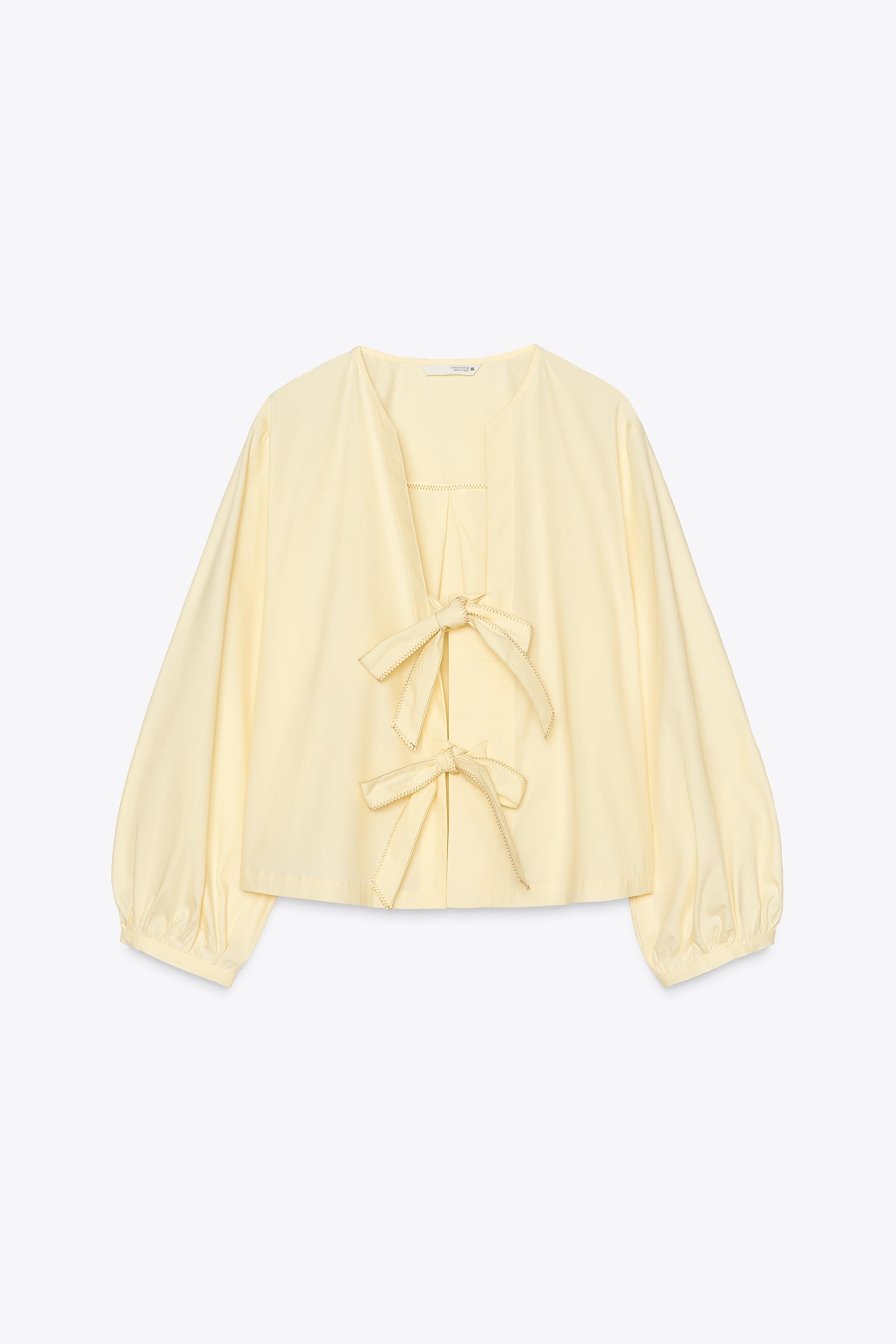 yellow zara blouse