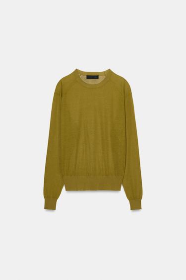 PULL EN MAILLE AVEC COUTURES AUX ÉPAULES - Vert olive de Zara - Image 3