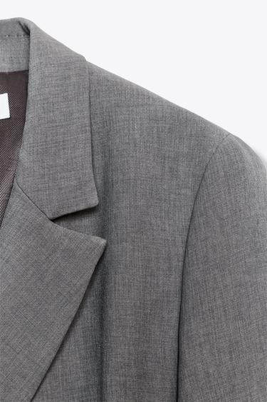 BLAZER WITH SHOULDER PADS AND BELT - Taupe grey by Zara - Image 9