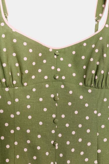 POLKA DOT MIDI LINEN BLEND DRESS - Multicoloured by Zara - Image 6