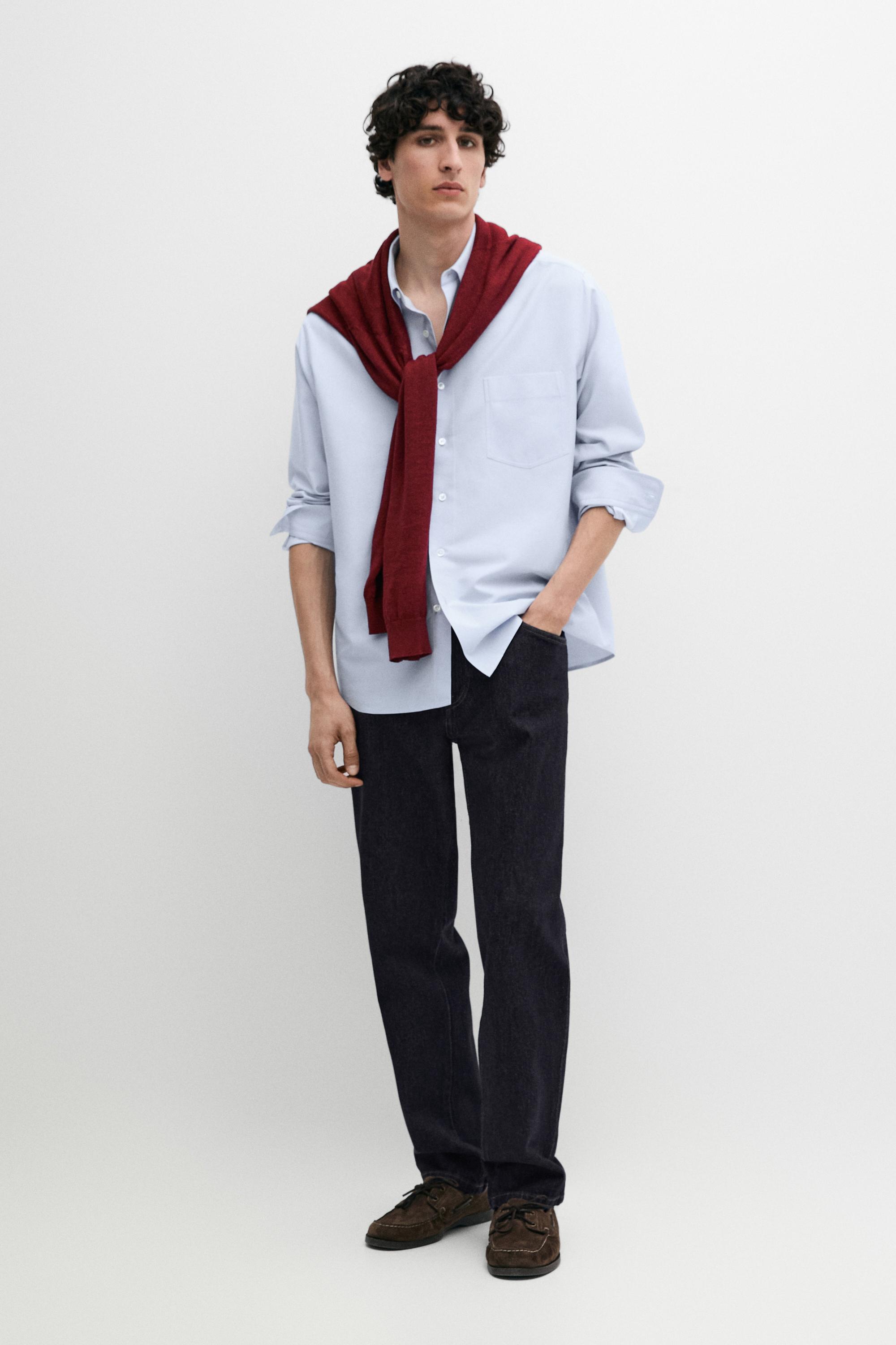 Slim fit cotton blend shirt