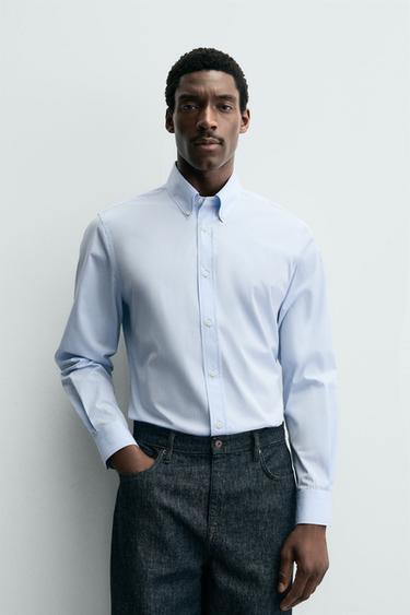 SLIM FIT PAMUTING – Égszínkék a ZARA-tól