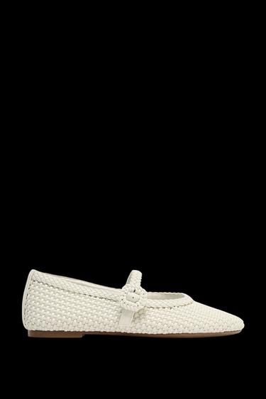 Zara BRAIDED BALLET FLATS - white - Image 0