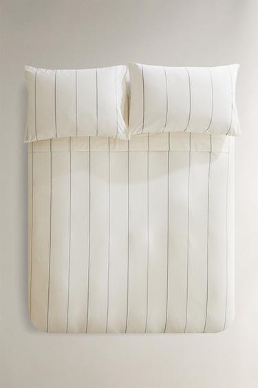 STRIPED DUVET COVER - Oyster-white by Zara