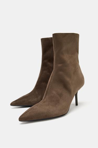 BOTTINES À TALONS FINS EFFET SOFT - Gris de Zara - Image 2