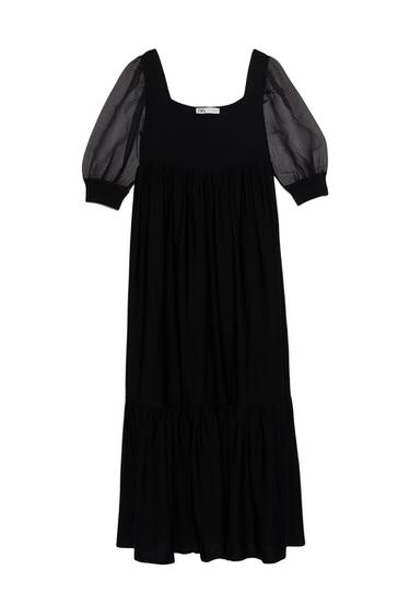 KNIT DRESS WITH ORGANZA SLEEVES
