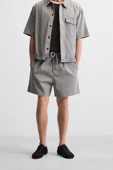 WASHED RELAXED FIT BERMUDA SHORTS - Grey by Zara