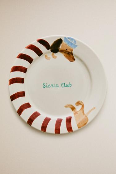 Zara KIDS' CERAMIC DOG PLATE - Cream
