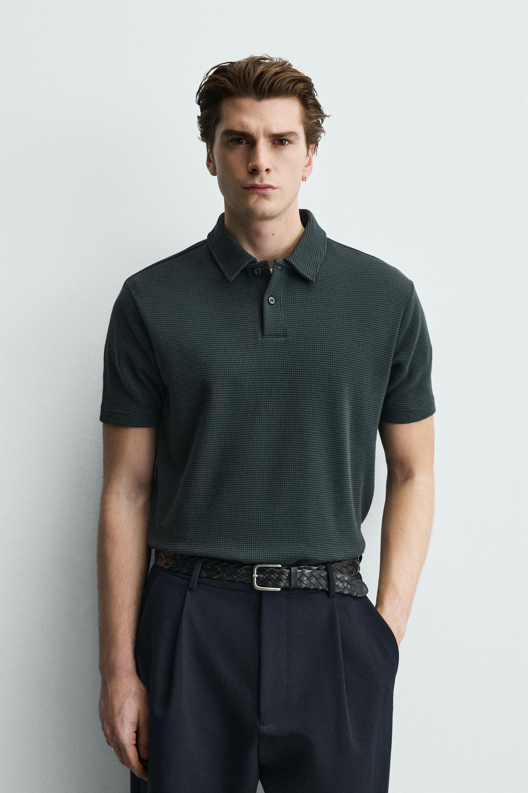 WAFFLE TEXTURED POLO SHIRT