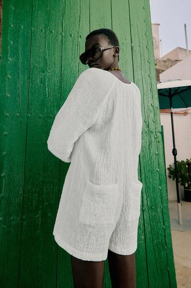 RUSTIC SHORT JUMPSUIT - White by Zara - Image 2