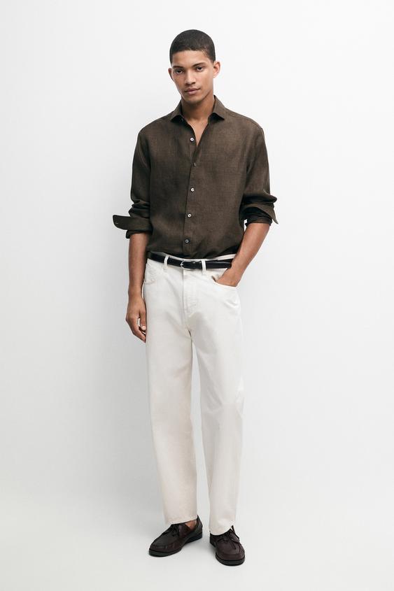 Chemise 100 % lin - Marron de Zara - Image 0