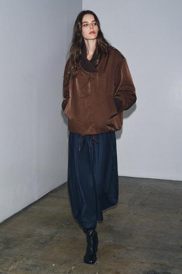 Zara ZW COLLECTION 羅紋外套 - 巧克力色 - 圖片 0