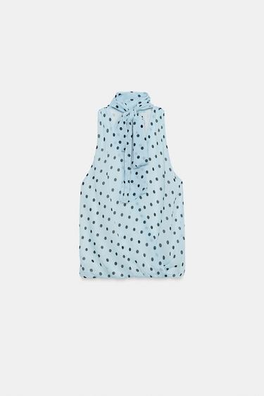 TOP À POIS ET NŒUD - bleu/noir de Zara - Image 5