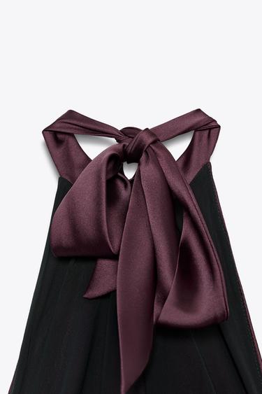 ROBE MIDI SATINÉE DOS NU - Bordeaux de Zara - Image 8