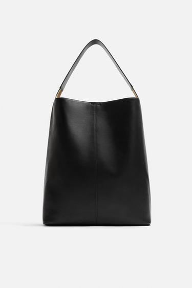 LEATHER SHOPPER BAG - Black by Zara