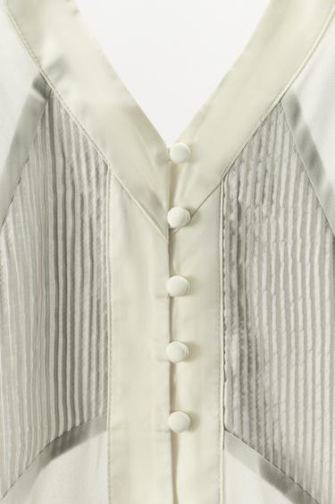 FLOWING GEORGETTE TOP - Light grey by Zara - Image 4