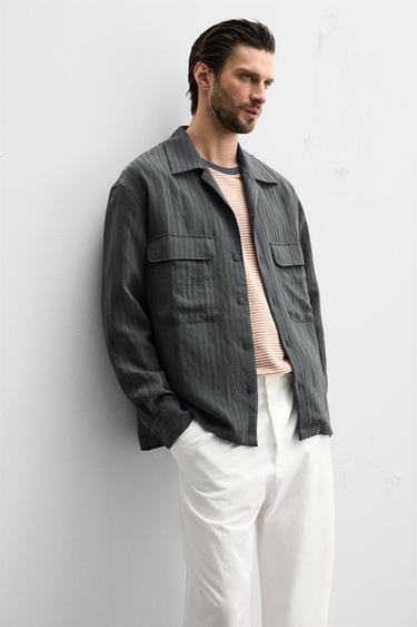 CHEMISE FLUIDE À RAYURES - Gris anthracite de Zara - Image 6