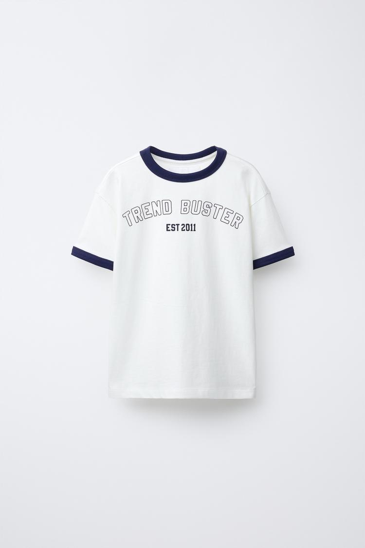 CONTRAST TRIM T-SHIRT White ZARA United States - Main Image
