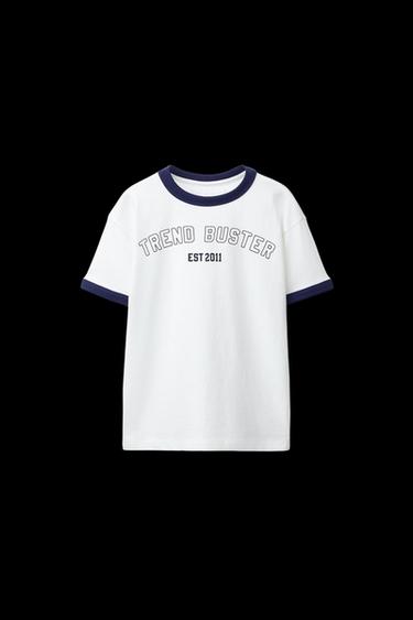 Zara CONTRAST TRIM T-SHIRT - White - Image 0