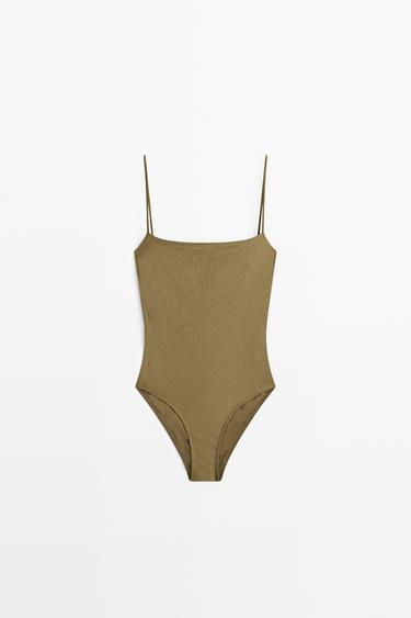 Zara Swimsuit with thin straps - Khaki