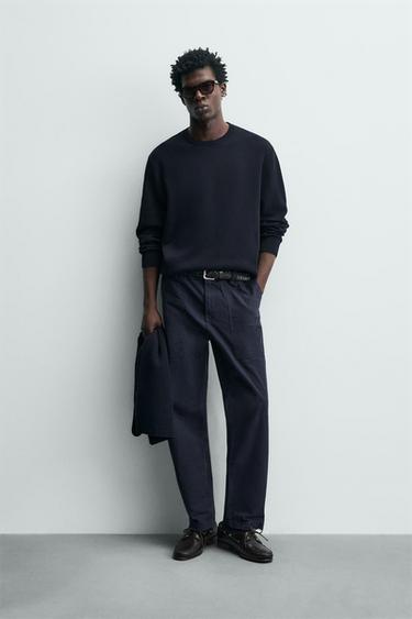 REGULAR FIT COTTON JUMPER - Dark navy by Zara