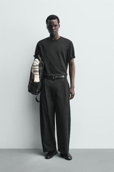 PANTALON CHINO COUPE LARGE - Noir de Zara