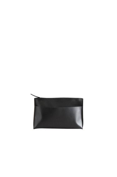 LEATHER CLUTCH WASH BAG - Black by Zara