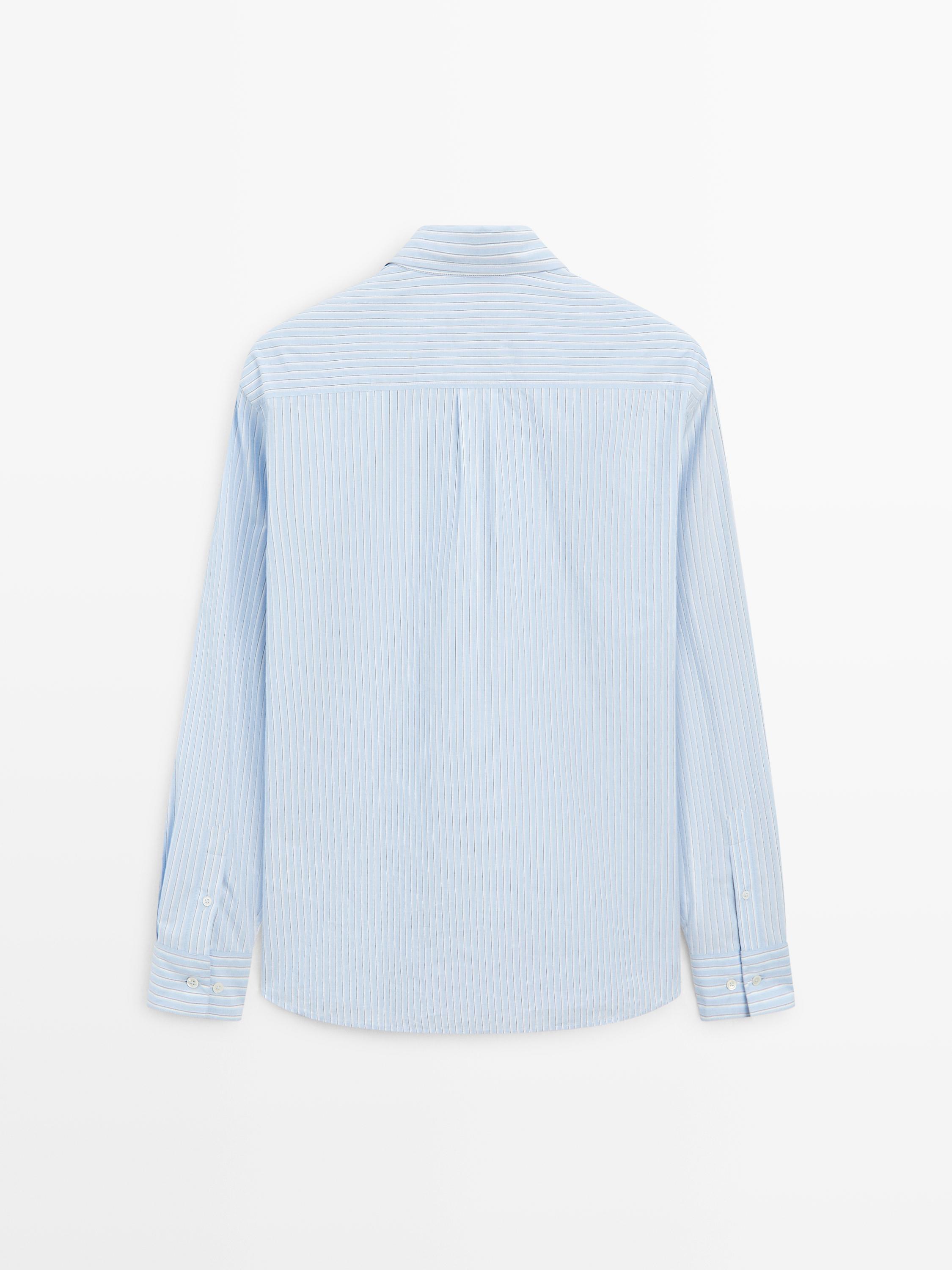 Chemise regular en popeline à rayures