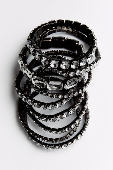 PACK OF ELASTICATED RHINESTONE BRACELETS - Dark anthracite by Zara - Image 3