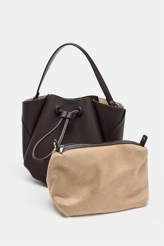 即日発送 完売品 ZARA ステッチ入りバケットバッグ ショルダーバッグ 