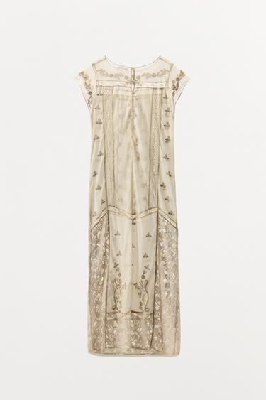 ROBE BRODERIES PAILLETTES LIMITED EDITION - Blanc cassé de Zara - Image 8